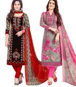 Multicolor Printed Synthetic Unstitched Salwar Set 2 With Dupatta