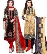 Multicolor Printed Synthetic Unstitched Salwar Set 2 With Dupatta