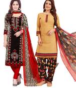 Multicolor Printed Synthetic Unstitched Salwar Set 2 With Dupatta