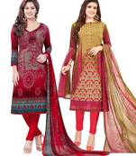 Multicolor Printed Synthetic Unstitched Salwar Set 2 With Dupatta