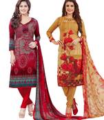 Multicolor Printed Synthetic Unstitched Salwar Set 2 With Dupatta