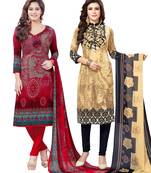 Multicolor Printed Synthetic Unstitched Salwar Set 2 With Dupatta
