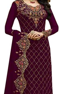 Purple Embroidered Faux Georgette Salwar 2