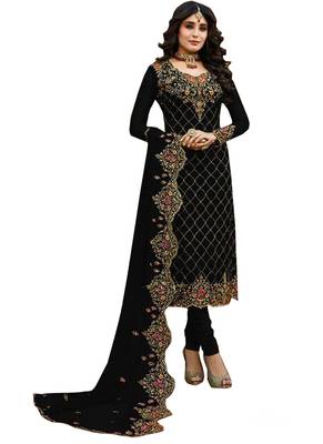 Black Embroidered Faux Georgette Salwar 1