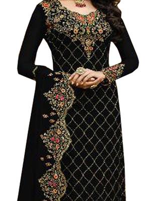 Black Embroidered Faux Georgette Salwar 2