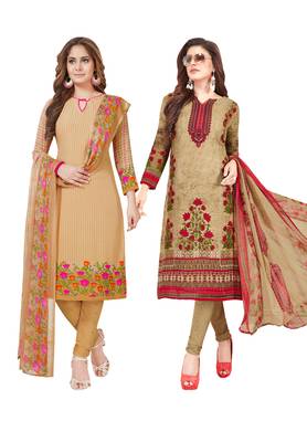 Multicolor Printed Synthetic Unstitched Salwar Set 2 With Dupatta 1