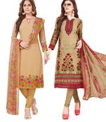 Multicolor Printed Synthetic Unstitched Salwar Set 2 With Dupatta