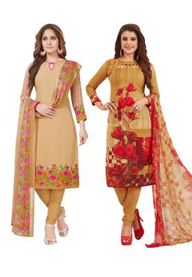 Multicolor Printed Synthetic Unstitched Salwar Set 2 With Dupatta 1