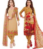 Multicolor Printed Synthetic Unstitched Salwar Set 2 With Dupatta