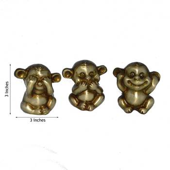 3 Musketeers Monkey Set    Brass Decorative 3