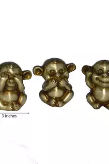 3 Musketeers Monkey Set    Brass Decorative