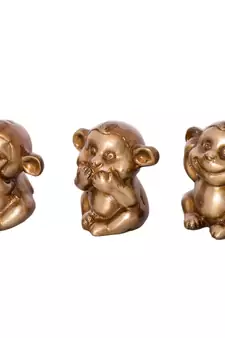 3 Musketeers Monkey Set    Brass Decorative