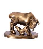 Brass Kamdhenu Cow and Calf Sculpture