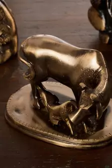 Brass Kamdhenu Cow and Calf Sculpture