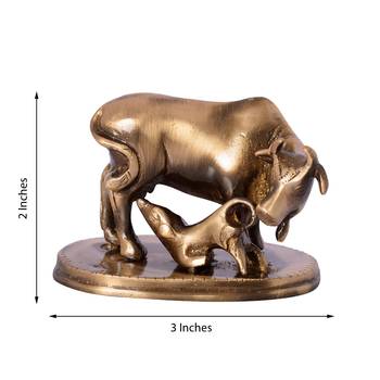 Brass Kamdhenu Cow and Calf Sculpture 3