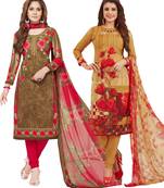 Multicolor Printed Synthetic Unstitched Salwar Set 2 With Dupatta