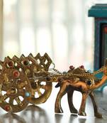 Gemstone Studded Pure Brass Camel Cart Handicraft