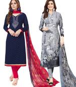 Multicolor Printed Synthetic Unstitched Salwar Set 2 With Dupatta