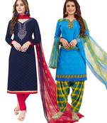 Multicolor Printed Synthetic Unstitched Salwar Set 2 With Dupatta