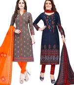 Multicolor Printed Synthetic Unstitched Salwar Set 2 With Dupatta