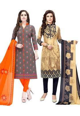 Multicolor Printed Synthetic Unstitched Salwar Set 2 With Dupatta 1