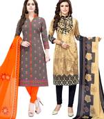 Multicolor Printed Synthetic Unstitched Salwar Set 2 With Dupatta
