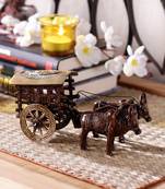 Brown Resin Plain Finish Bullock Cart Sculpture