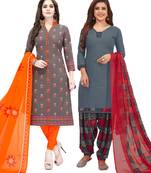 Multicolor Printed Synthetic Unstitched Salwar Set 2 With Dupatta
