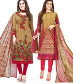 Multicolor Printed Synthetic Unstitched Salwar Set 2 With Dupatta