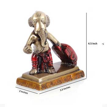 Brass Ganesha Carrying Happiness around the world Antique Showpiece 2