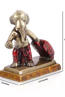 Brass Ganesha Carrying Happiness around the world Antique Showpiece