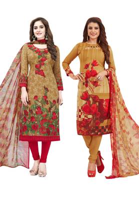 Multicolor Printed Synthetic Unstitched Salwar Set 2 With Dupatta 1