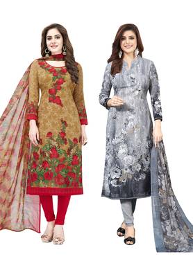 Multicolor Printed Synthetic Unstitched Salwar Set 2 With Dupatta 1