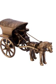 Brass Antique Finish Horse Carriage Showpiece