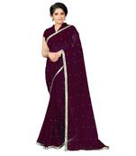 Wine Plain Georgette Saree With Blouse