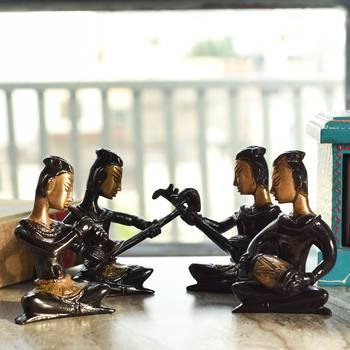 Set of 4 Brass Musical Ladies Decorative Antique Showpiece 1