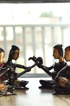 Set of 4 Brass Musical Ladies Decorative Antique Showpiece