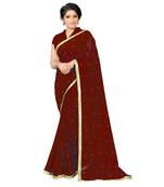 Red Plain Georgette Saree With Blouse