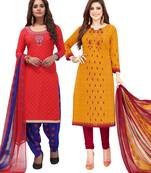 Multicolor Printed Synthetic Unstitched Salwar Set 2 With Dupatta
