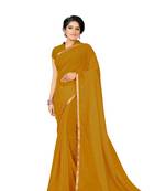 Mustard Plain Georgette Saree With Blouse