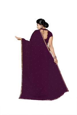 Wine Plain Georgette Saree With Blouse 3