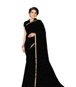 Black Plain Georgette Saree With Blouse