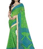 Green Printed Georgette Saree With Blouse
