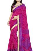 Pink Printed Georgette Saree With Blouse