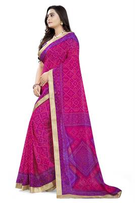 Pink Printed Georgette Saree With Blouse 2