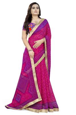 Pink Printed Georgette Saree With Blouse 3