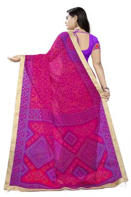 Pink Printed Georgette Saree With Blouse 4