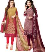 Multicolor Printed Synthetic Unstitched Salwar Set 2 With Dupatta