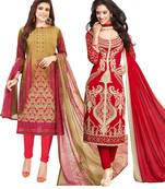 Multicolor Printed Synthetic Unstitched Salwar Set 2 With Dupatta