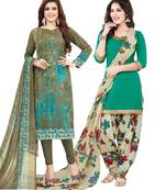 Multicolor Printed Synthetic Unstitched Salwar Set 2 With Dupatta